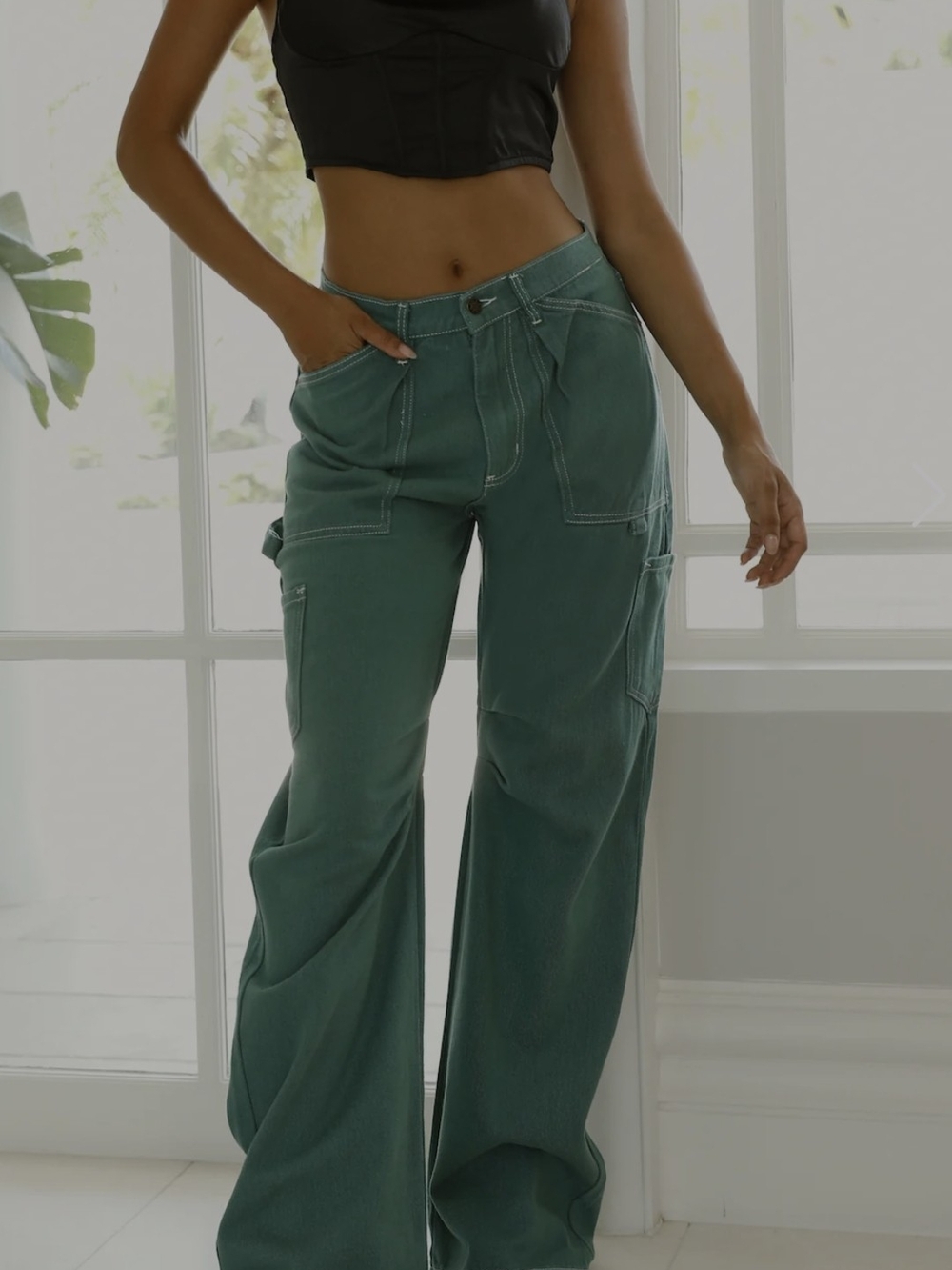 Lioness Womens Miami Vice Cargo Pants in Teal Green - Picture 4 of 4